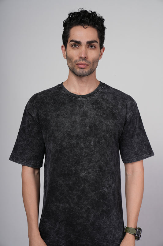 Outlaws Acid Wash Black T-Shirt for Men