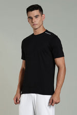 Black Outlaws Fashion men's athleisure T-shirt displayed on a hanger, showcasing casual athletic style and comfortable fit.