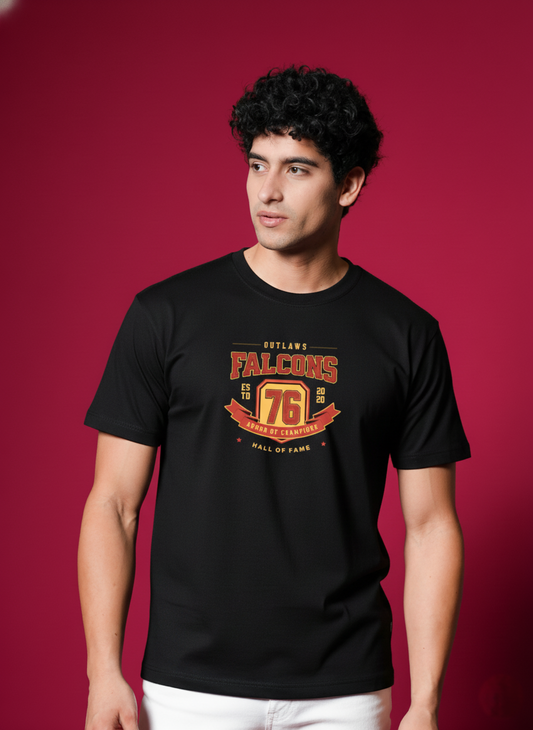 Men’s Outlaws Regular Printed T-Shirt – 100% Cotton Casual Wear