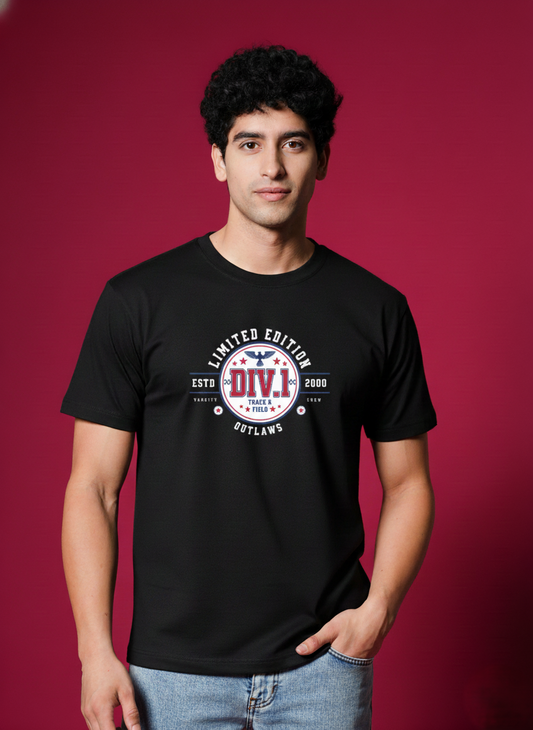 Men’s Outlaws Regular Printed T-Shirt – 100% Cotton Casual Wear