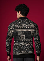 Men’s 100% Cotton Flat Knit Geometric Sweater – Premium Winter wear