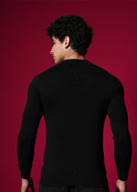 Men’s 100% Cotton Flat Knit Sweater – Black Tiger Graphic | Premium Winter wear
