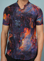 Men’s abstract printed rayon shirt by Outlaws Fashion, showcasing soft fabric and stylish design for party wear.