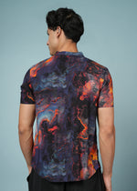 Men’s abstract printed rayon shirt by Outlaws Fashion, featuring a soft fabric and stylish design perfect for party wear.