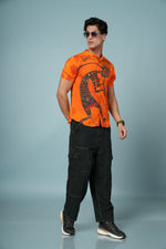 Men’s tribal art print rayon shirt from Outlaws Fashion featuring bold, vibrant patterns for casual wear.