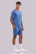Men’s cool blue co-ord set by Outlaws Fashion featuring a comfortable matching top and pants for everyday casual wear.