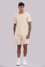 Men’s cream co-ord set from Outlaws Fashion, featuring a comfortable matching top and pants for everyday casual wear.
