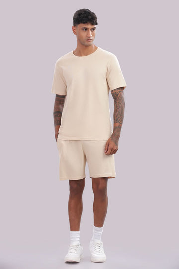 Men’s cream co-ord set from Outlaws Fashion, featuring a comfortable matching top and pants for everyday casual wear.