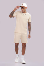 Men’s cream co-ord set from Outlaws Fashion, featuring comfortable matching top and bottoms for everyday casual wear.