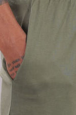 Men’s olive green co-ord set by Outlaws Fashion, featuring a comfortable matching top and pants for everyday wear.