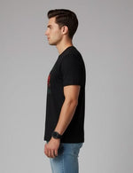Men’s Outlaws Christmas printed T-shirt featuring festive holiday design, made of 100% cotton, casual casual wear for men.