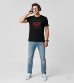 Men’s Outlaws Christmas printed T-shirt with festive holiday design, 100% cotton casual wear for men.