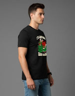 Men’s Outlaws Christmas printed T-shirt featuring festive holiday design and 100% cotton fabric, casual holiday wear.