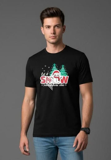 Men’s Outlaws Christmas printed T-shirt with festive holiday design, made from 100% cotton for casual winter wear.