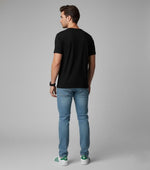 Men’s Outlaws Christmas printed cotton T-shirt with festive holiday design, casual holiday wear, Outlaws Fashion branding visible.