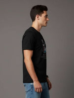 Men’s Outlaws Christmas printed T-shirt featuring festive holiday design, 100% cotton casual wear for men.