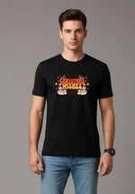 Men’s Outlaws Christmas printed T-shirt in 100% cotton featuring festive holiday design, casual wear for men.