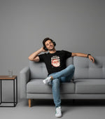 Men’s Outlaws Christmas printed cotton T-shirt with festive holiday design, casual casual wear for men.