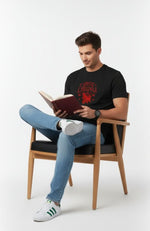Men’s Outlaws Christmas printed T-shirt made of 100% cotton with festive holiday design, casual wear for men.