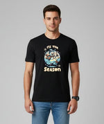 Men's Outlaws Christmas printed T-shirt in 100% cotton featuring festive holiday design for casual wear.