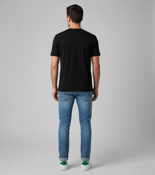 Men’s Outlaws Christmas printed T-shirt featuring festive holiday design, made of 100% cotton, casual casual wear.