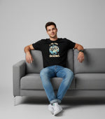 Men’s Outlaws Christmas printed T-shirt featuring festive holiday design, 100% cotton casual wear for men.