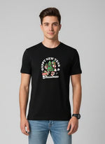 Men's Outlaws Christmas printed T-shirt featuring festive holiday design, 100% cotton casual wear for men.