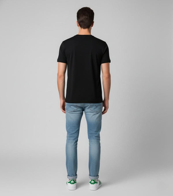 Men's Outlaws Christmas printed T-shirt featuring festive holiday design made of 100% cotton, casual wear for men.