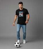 Men’s Outlaws Christmas printed T-shirt made of 100% cotton with festive holiday design, casual wear for men.