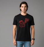 Men’s Outlaws Christmas printed T-shirt featuring festive holiday design, 100% cotton casual wear, with bold holiday-themed graphics.