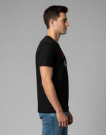 Men’s Outlaws Christmas printed cotton T-shirt featuring festive holiday design, casual wear with holiday-themed graphics.