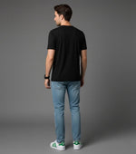 Men’s Outlaws Christmas printed cotton T-shirt with festive holiday design, casual casual wear for men.