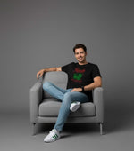 Men’s Outlaws Christmas printed cotton T-shirt with festive holiday design, casual wear, short sleeves, and round neckline.