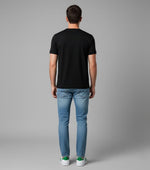 Men’s Outlaws Christmas printed T-shirt made of 100% cotton with festive holiday design, casual holiday wear for men.