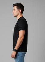 Men’s Outlaws Christmas printed T-shirt in 100% cotton featuring festive holiday design, casual wear for men.