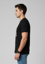Men’s Outlaws Christmas printed cotton T-shirt with festive holiday design, casual wear for men.