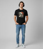 Men’s Outlaws Christmas printed T-shirt featuring festive holiday design, made of 100% cotton, casual wear for men.