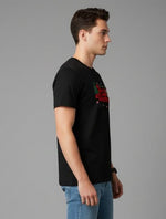 Men’s Outlaws Christmas printed T-shirt made of 100% cotton with festive holiday design, casual wear for men.