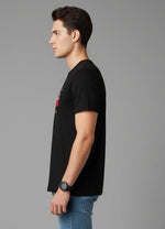 Men's Outlaws Christmas printed T-shirt with festive holiday design, made of 100% cotton for casual wear.