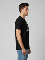 Men’s Outlaws Christmas printed T-shirt featuring festive holiday design, 100% cotton, casual casual wear, front view