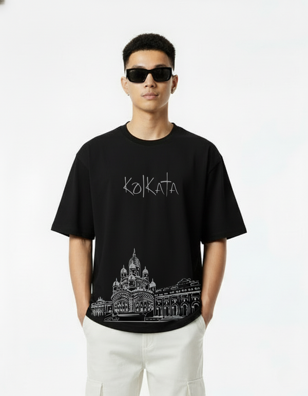 Men’s Outlaws Oversized Fit T-Shirt with Kolkata City Graphic | 100% Cotton Casual Wear