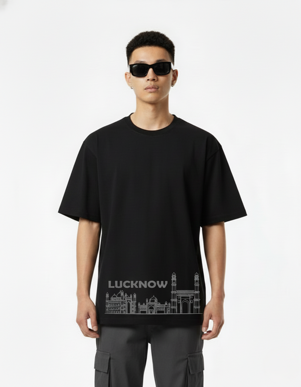 Men’s Outlaws Oversized Fit T-Shirt with Lucknow City Graphic | 100% Cotton Casual Wear