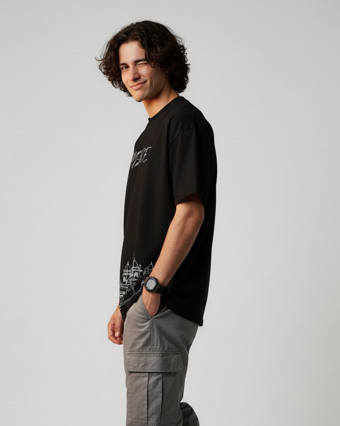 Men’s Outlaws Oversized Fit T-Shirt with Mysore City Graphic | 100% Cotton Casual Wear