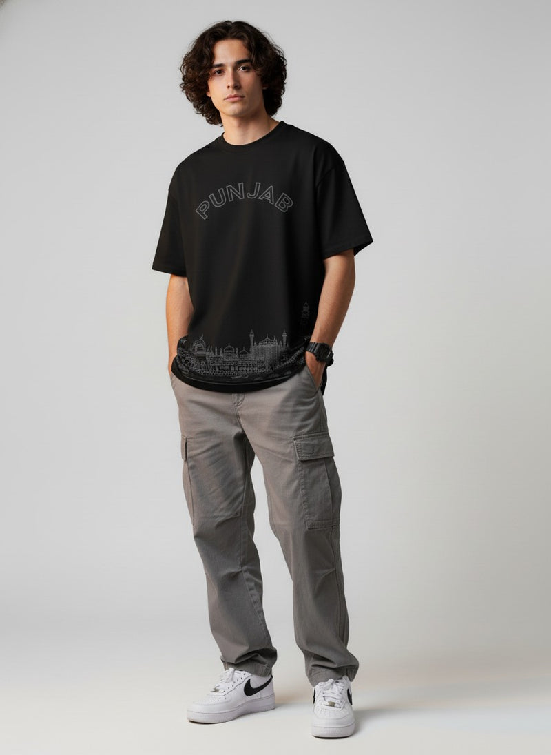Men’s Outlaws Oversized Fit T-Shirt with Punjab City Graphic | 100% Cotton Casual Wear