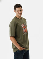 Men’s Outlaws Oversized Fit T-Shirt with Skate & Graffiti Theme Print | 100% Cotton Casual Wear