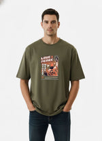 Men’s Outlaws Oversized Fit T-Shirt with Skate & Graffiti Theme Print | 100% Cotton Casual Wear