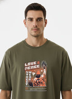 Men’s Outlaws Oversized Fit T-Shirt with Skate & Graffiti Theme Print | 100% Cotton Casual Wear