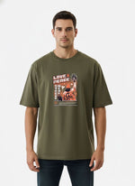 Men’s Outlaws Oversized Fit T-Shirt with Skate & Graffiti Theme Print | 100% Cotton Casual Wear