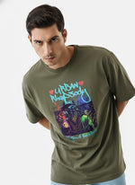 Men’s Outlaws Oversized Fit T-Shirt with Skate & Graffiti Theme Print | 100% Cotton Casual Wear