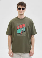 Men’s Outlaws Oversized Fit T-Shirt with Skate & Graffiti Theme Print | 100% Cotton Casual Wear